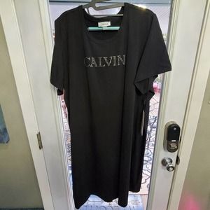 Calvin Klein black‎ jeweled tee shirt dress plus size 1X new!!!